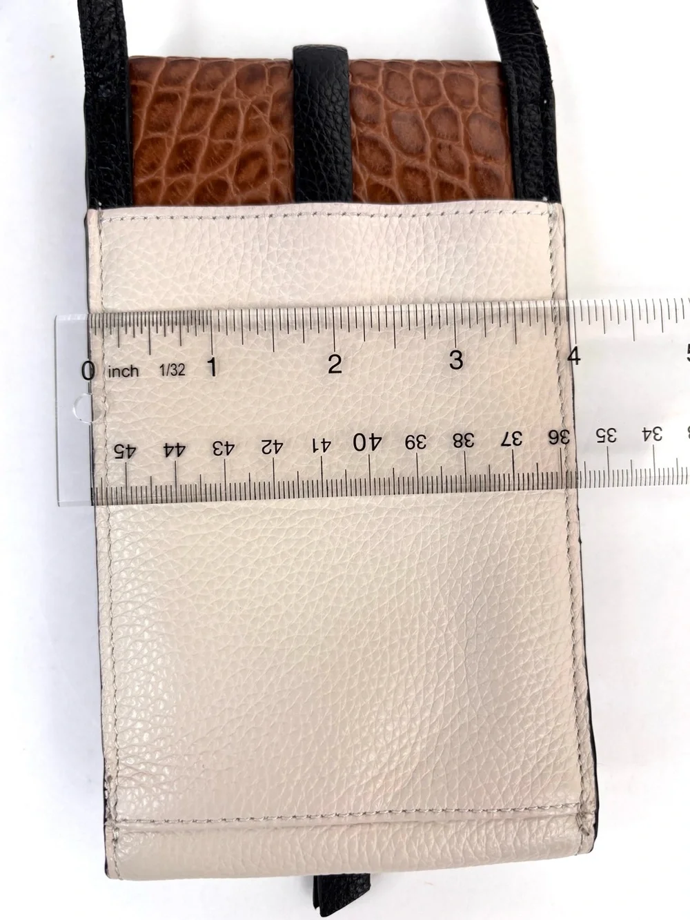 Brighton Toledo Brown Croc-Embossed & Cream Leather Crossbody Phone Wallet Bag